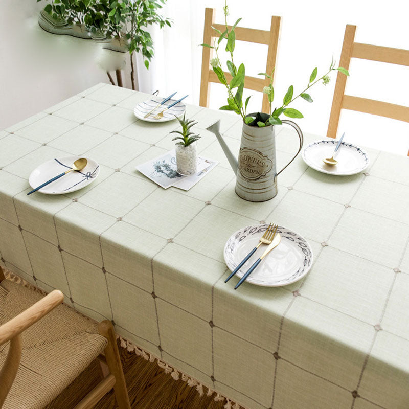 Hjemix | Vanntett Olje-resistent Rektangulær Duk Bomull Lin Loppe-resistent Duk for Kjøkken Spiserom Buffet Fest