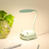 Hjemix | Mini Tegneserie Katt LED Øyevern Leselampe USB Oppladbar Skrivebordlampe