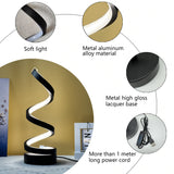 Hjemix | Modern Spiral Table Lamp – Kreativ LED Skrivebordslampe med Mild Varme Lys, Perfekt for Soverom, Stue, og Studie Dekor