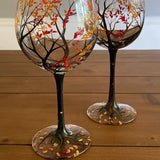 Norvo | Four Seasons Tree Vin Glass - Håndmalt Kunst