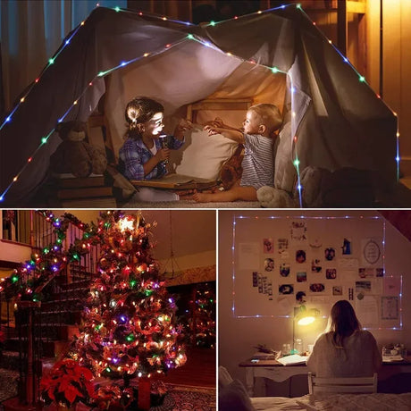 Hjemix | LED solcelle string lys - utendørs vanntette lys for jul, hage, plen, trær, gjerde og sti dekor