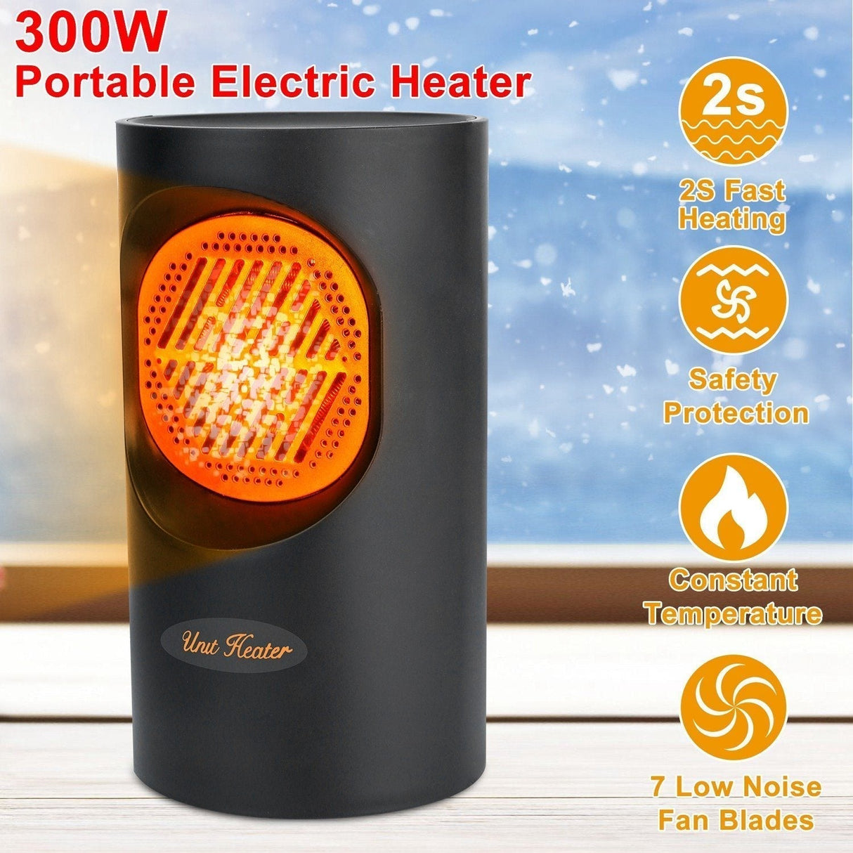 Hjemix | 300W Bærbar Elektrisk Mini Varmer