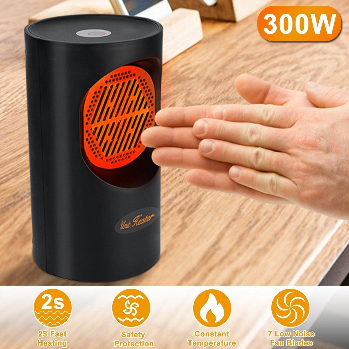 Hjemix | 300W Bærbar Elektrisk Mini Varmer