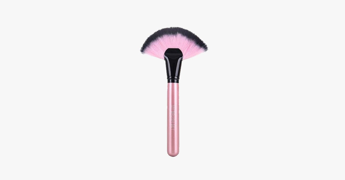 Hjemix | Stor Fan Makeup Brush - Enkel myk børste for pudder, foundation & rouge