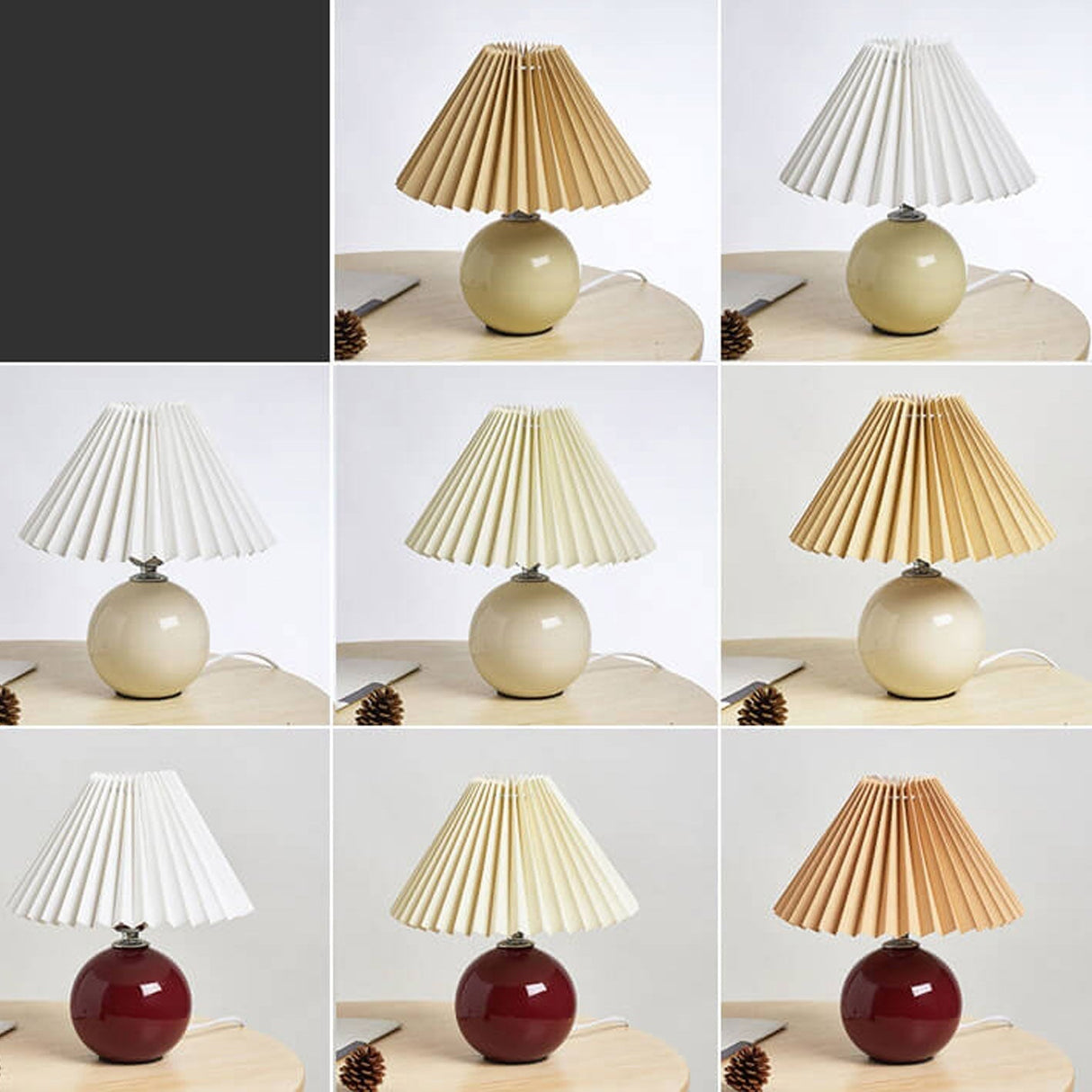 Hjemix | Nordisk minimalistisk 1-lampe bordlampe laget av keramikk med folder