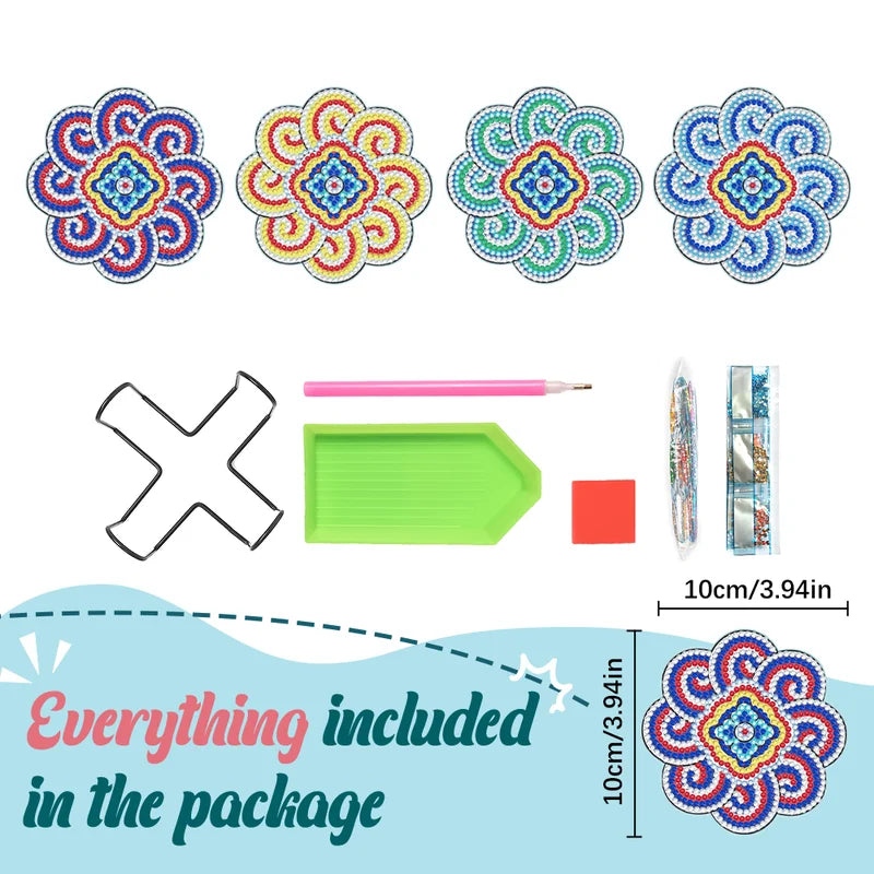 Hjemix | Diamond Crafts Coaster Diamond Painting Coaster (Mandala)