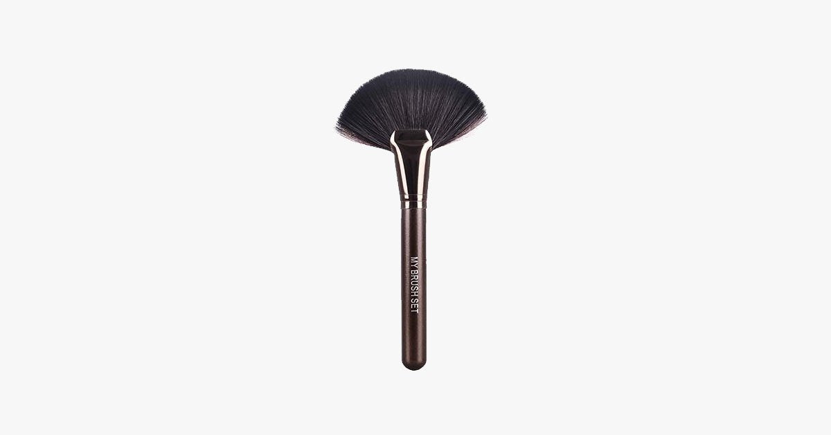 Hjemix | Stor Fan Makeup Brush - Enkel myk børste for pudder, foundation & rouge