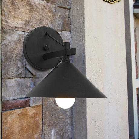 Hjemix | Metall Kjegle Vegglampe Vintage 1 Lys Utendørs Vegglampe i Svart/Antikk Messing/Gammelt Sølv