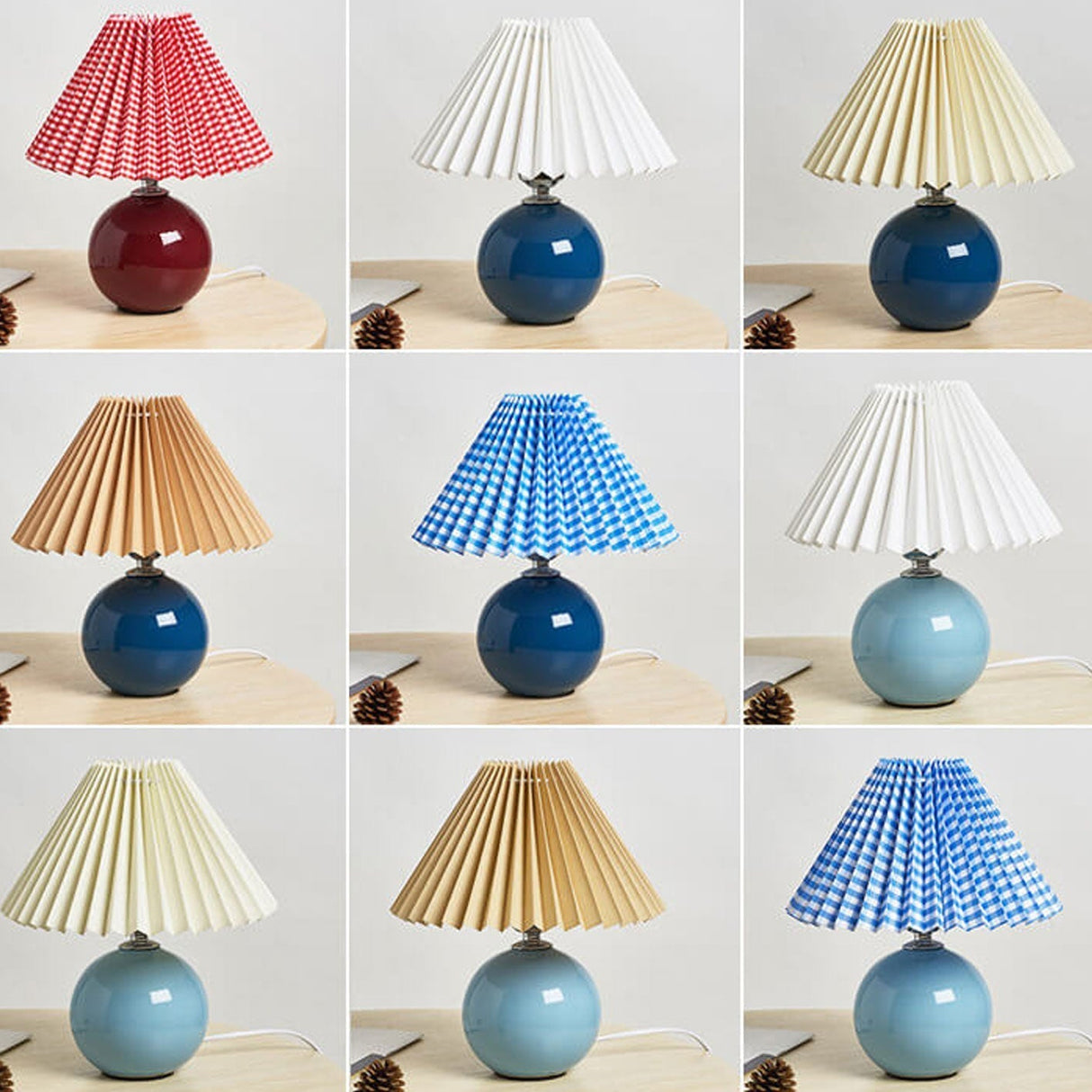 Hjemix | Nordisk minimalistisk 1-lampe bordlampe laget av keramikk med folder