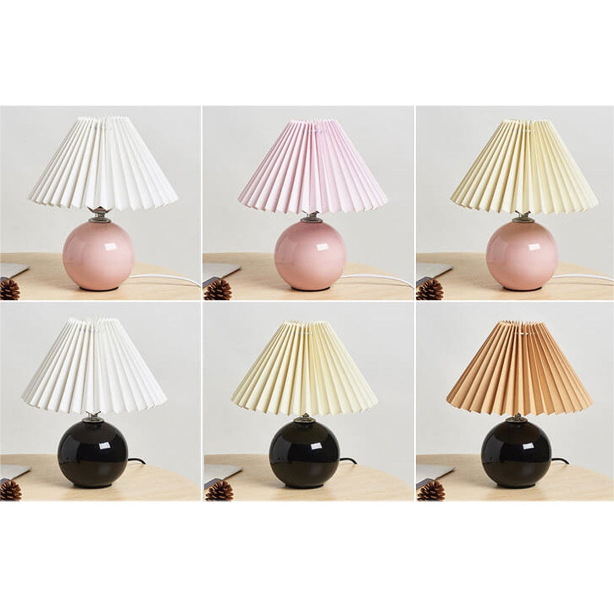 Hjemix | Nordisk minimalistisk 1-lampe bordlampe laget av keramikk med folder