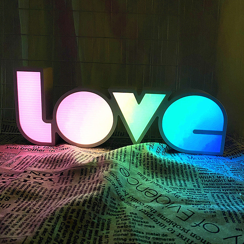 Hjemix | Modern Art Deco vanntett PS LOVE bokstaver LED bordlampe for soverommet