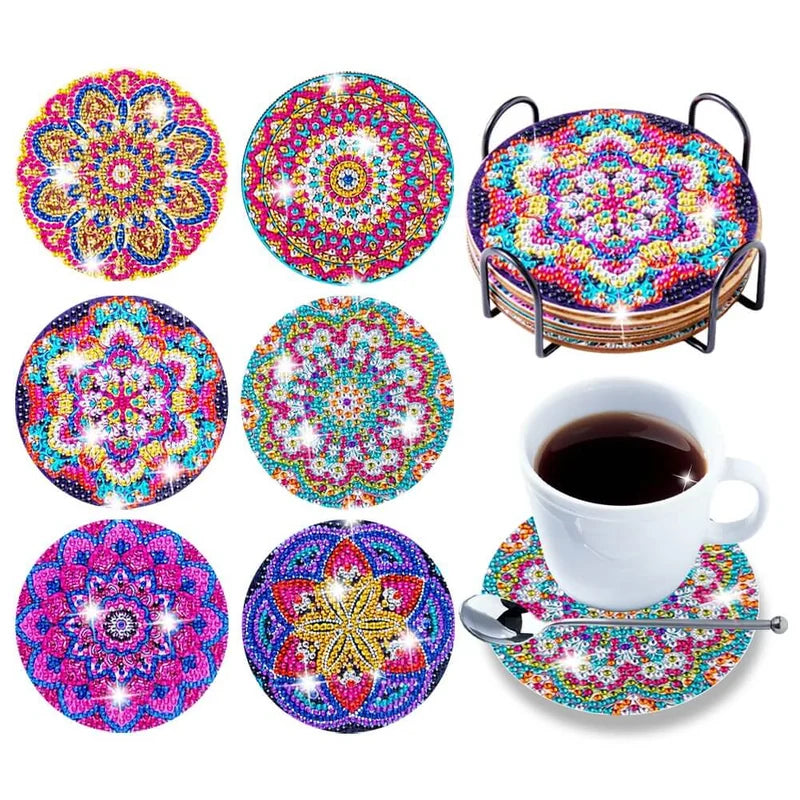 Hjemix | Diamond Crafts Coaster Diamond Painting Coaster (Mandala)