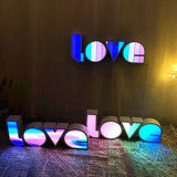 Hjemix | Modern Art Deco vanntett PS LOVE bokstaver LED bordlampe for soverommet