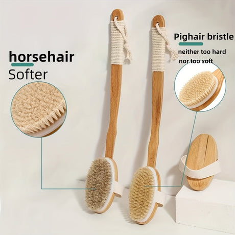 Hjemix | Bak Villsvin Bustespong for Dusjen - Lang Tre Håndtak Badspong Koster, myke naturlige bust for ryggvask