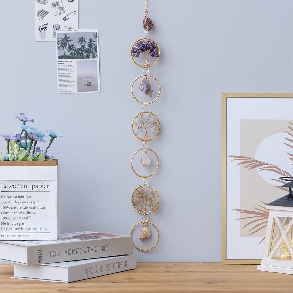 Hjemix | Krystall Livets Tre 6 Ringer Veggdekor Ornament