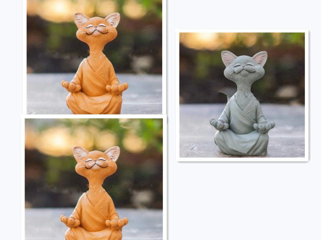 Hjemix | Lekker svart Buddha katt figur meditasjon yoga samleobjekt glad katt dekor hjem hagedekorasjon hageornament