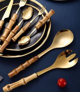 Hjemix | Bambus Håndtak Salat Serverings Bestikk Kjøkken Utstyr