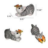 Hjemix | SolarPurr Hagebelysning | LED Katt Figur med Sommerfugl | Soldrevet | Værbestandig | Utendørs Dekorasjon