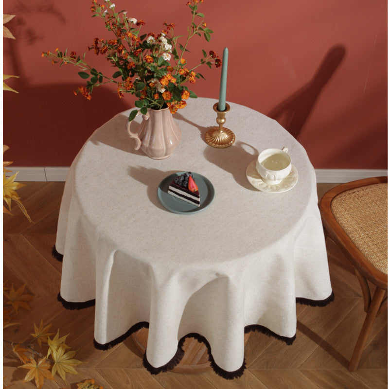 Hjemix | Minimalistisk Lin Frynse Duken Naturlig Stil