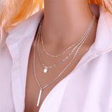 Hjemix | Multilayer Pendant Lang Kjede Halskjede