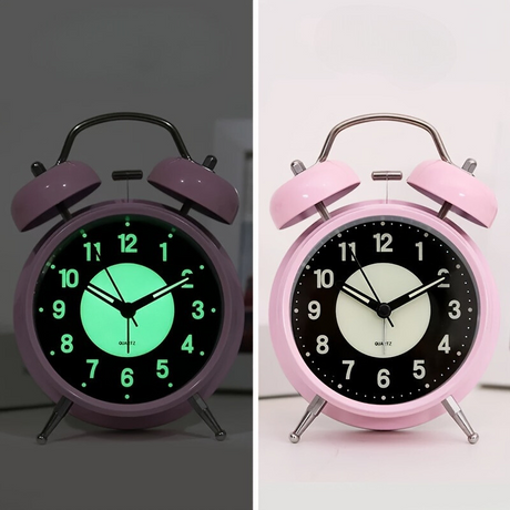 Hjemix | LuminousTime - Elegant Metall Vekkerklokke med Mild Belysning for Fredfulle Morgen- og Kvelder