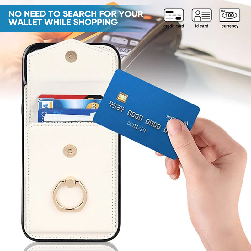 Hjemix | Læderlommebok med ring og snor for iPhone