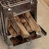 Hjemix | Utendørs sammenleggbart vedovn mini rustfritt stål grill camping piknik