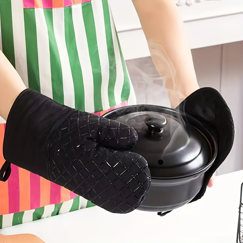 Hjemix | Kjøp 1, få 1 gratis - 2 stk ekstra tykke silikonovnhansker og grytekluter sett - Premium varmebeskyttelse, rutsjfritt grep, rask avkjøling - perfekt for sikker baking, matlaging, bruk i kjøkkenet