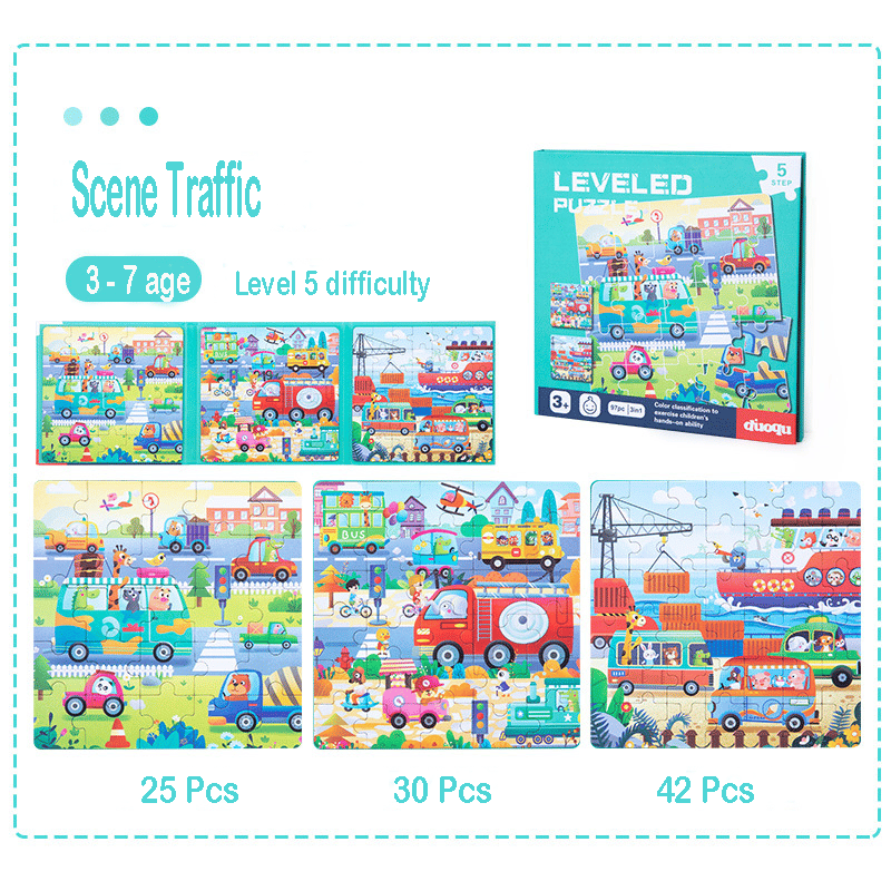 Hjemix | Tre 3-i-1 Magnetisk Avansert Falt Puslespill