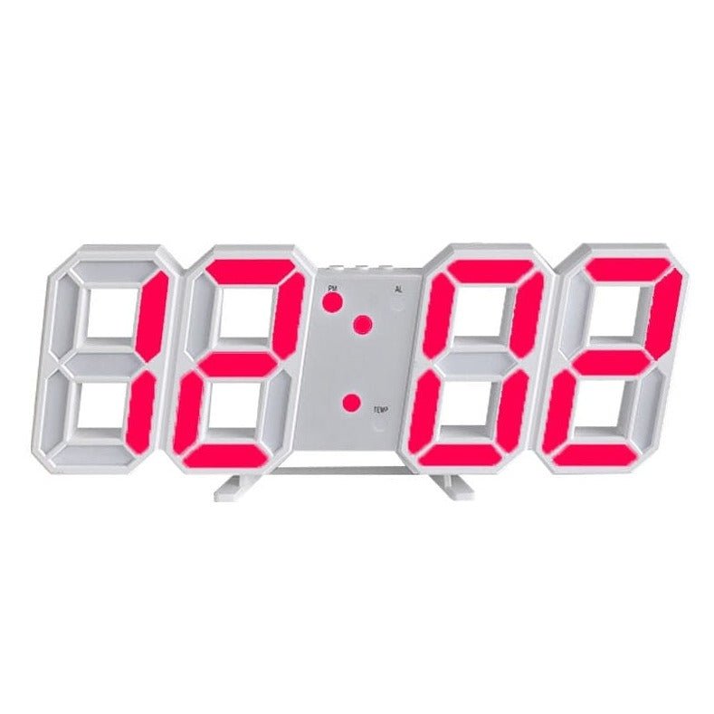 Hjemix 3D LED Veggklokke | Moderne Digital Klokke | Dimmbar LED Lys | Stilfull Veggdekor