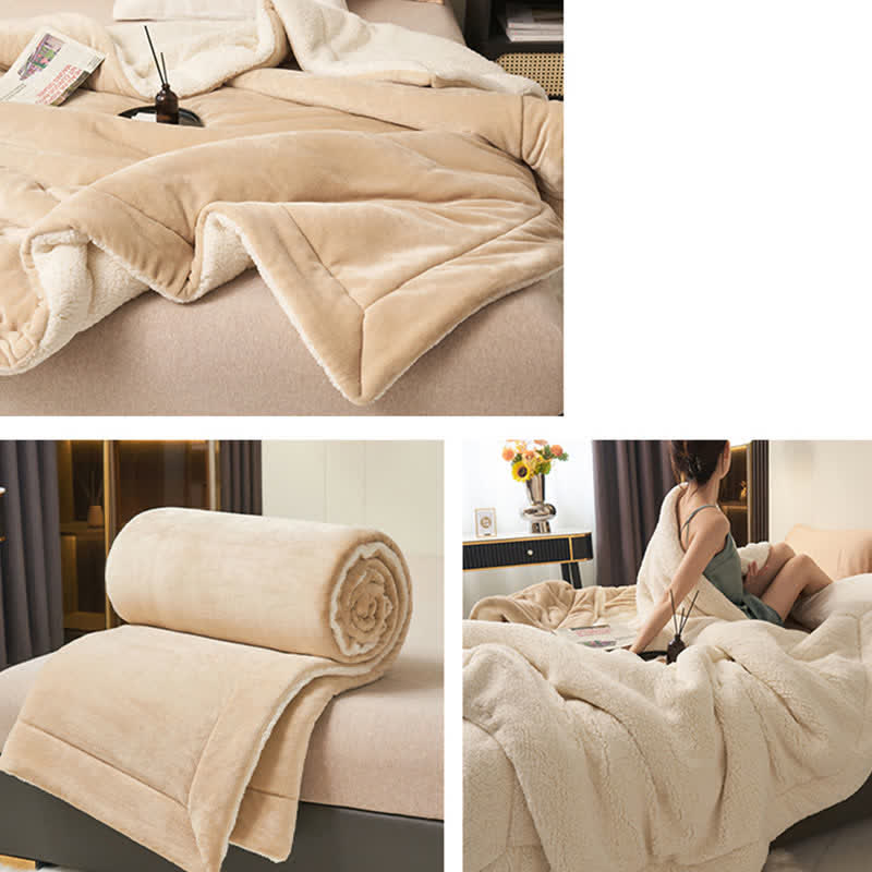 Hjemix | Solid tykk dobbelsidig fløyels kube teppe