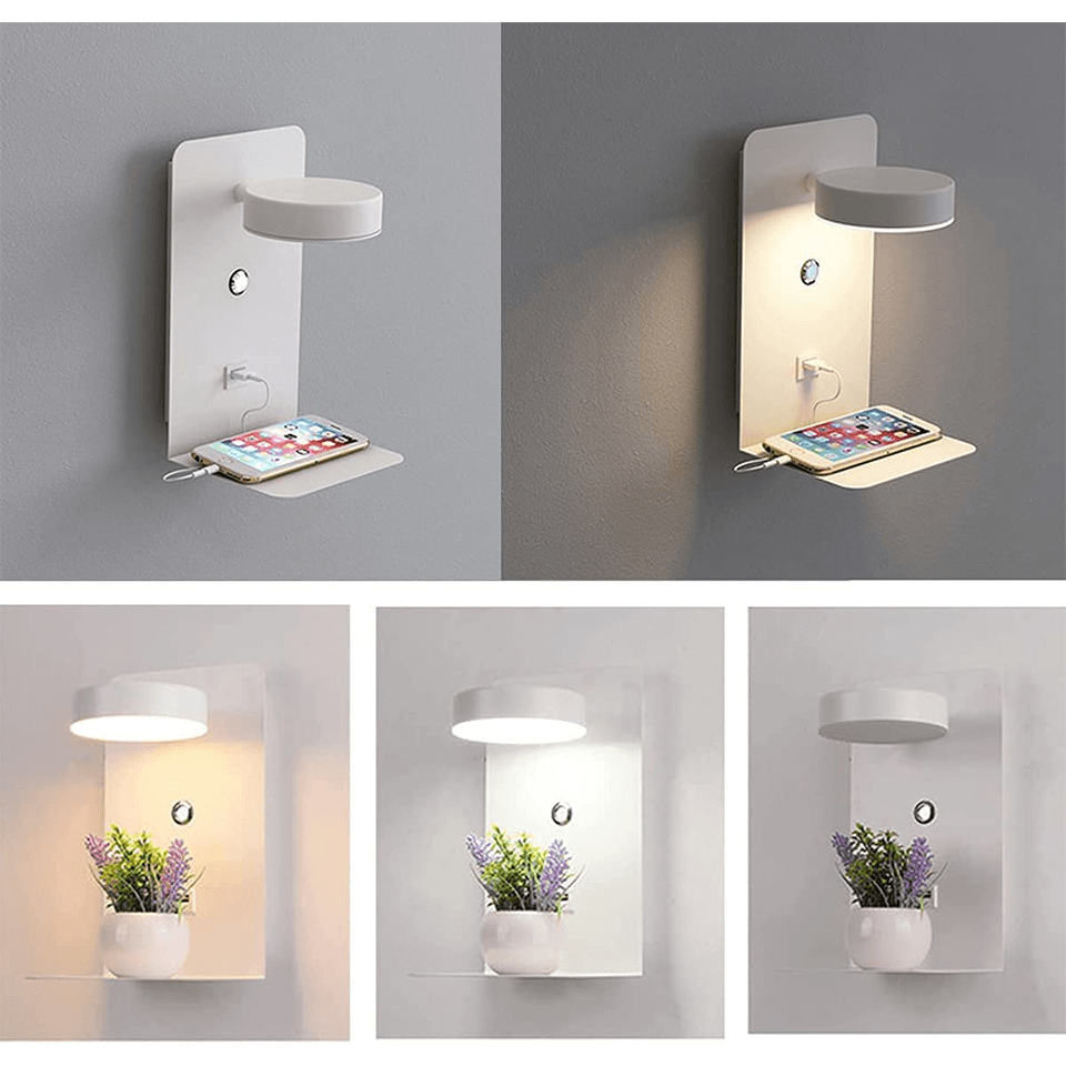 Hjemix | Nattlampe med lader - BrightHub - 330° Rotérbar - Ladestasjon