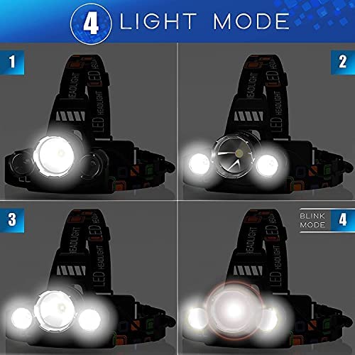 Hjemix | Hqdz-Td 20000 Lumen Oppladbar Hodelykt - Vanntett, Justerbart Lys For Utendørs, Jakt, Camping
