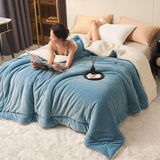 Hjemix | Solid tykk dobbelsidig fløyels kube teppe