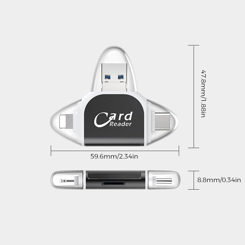 Hjemix | Multi-Port 4 i 1 Universell SD TF Kortleser