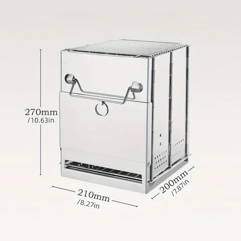Hjemix | Utendørs sammenleggbart vedovn mini rustfritt stål grill camping piknik