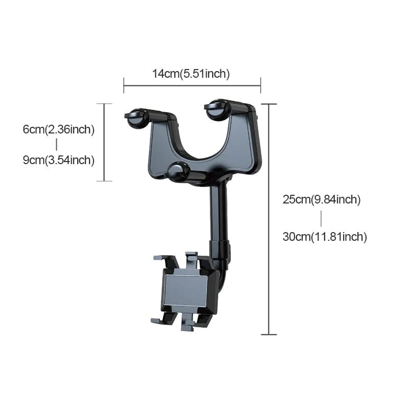Hjemix | Multifunksjonell 360 Rotérbar Bil Bakspeil Telefonholder