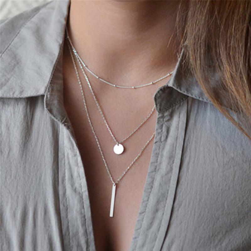 Hjemix | Multilayer Pendant Lang Kjede Halskjede