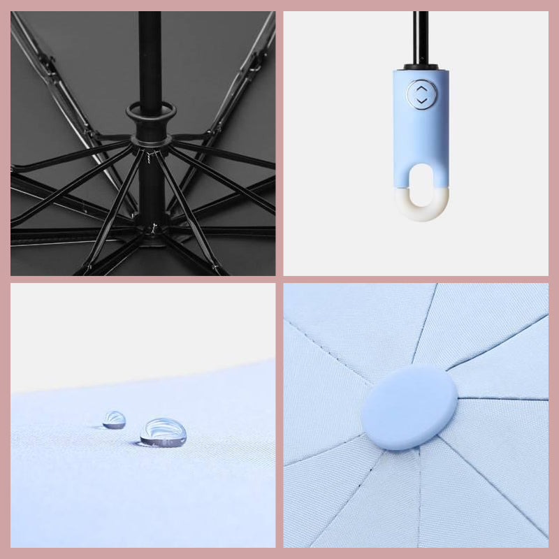 Hjemix | Triple selvåpnende og sammenleggbar paraply med spenne
