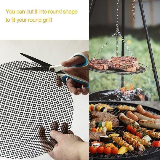 Hjemix | Teflon Non-stick BBQ Grill Mesh Mat for gjenbrukbar rengjøring