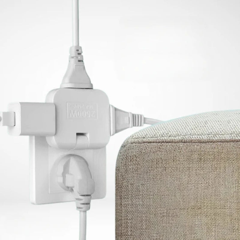 Hjemix | FlexiPlug – Ultrap tynn 180° roterbar skjøteledning med flere stikkontakter