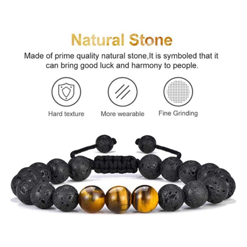 Hjemix | Tiger Eye Lava Rock Stone Armbånd