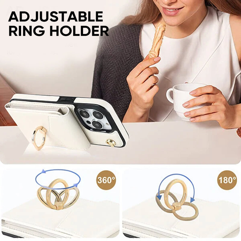 Hjemix | Læderlommebok med ring og snor for iPhone