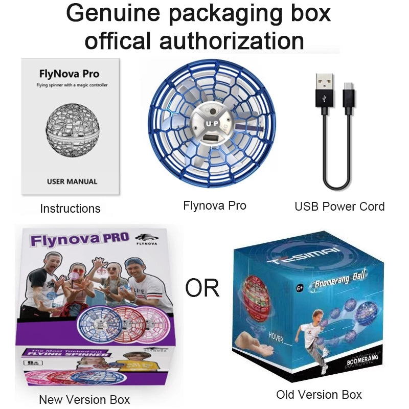 Hjemix | Flynova Pro Flyball Spinner Leke Håndkontrollert Drone Helikopter 360 Graders Roterende Mini UFO med Lys Barnegaver