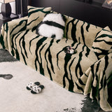 Hjemix | Zebra-print fluffy plush sofa protector stylish couch cover