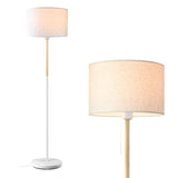 Hjemix | Lalisu Moderne Hvit Gulvlampe - Mid-Century Bondehusdesign Med Lin Skjerm For Stue