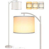 Hjemix | Gulvlampe med 3 fargetemperaturer LED-pære, gulvlampe høy industriell gulvlampe for lesing på soverom, kontor, hvit lampeskjerm inkludert