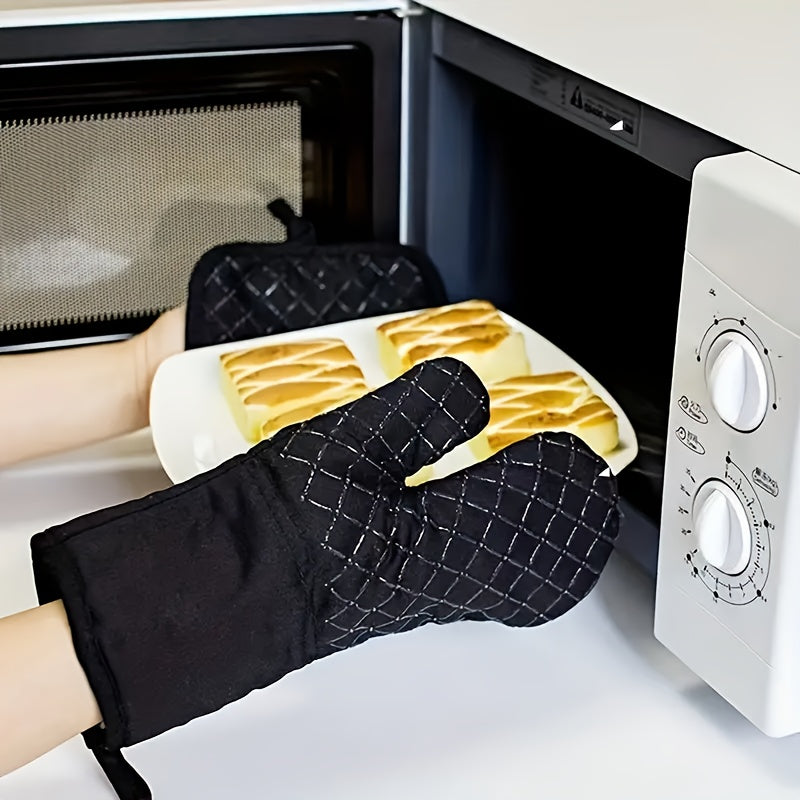 Hjemix | Kjøp 1, få 1 gratis - 2 stk ekstra tykke silikonovnhansker og grytekluter sett - Premium varmebeskyttelse, rutsjfritt grep, rask avkjøling - perfekt for sikker baking, matlaging, bruk i kjøkkenet