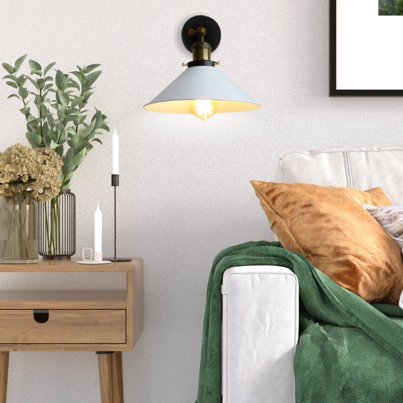 Hjemix | Hvit industriell vintage vegglampe