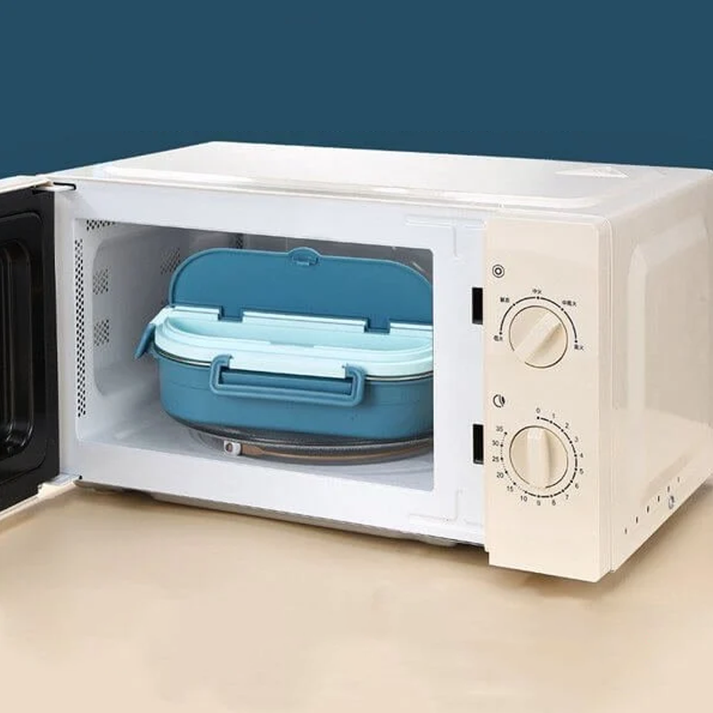 Hjemix | Termo-lunsjboks laget av rustfritt stål – innsiden laget av rustfritt stål – 3 eller 4 rom med suppeskål – veggklokke